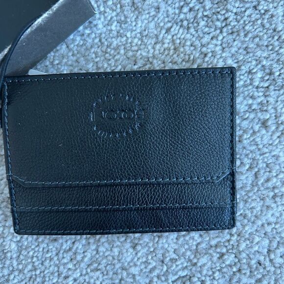 BOCONI GARTH LEATHER ID CARD CASE, Black, NWT box - Picture 5 of 7